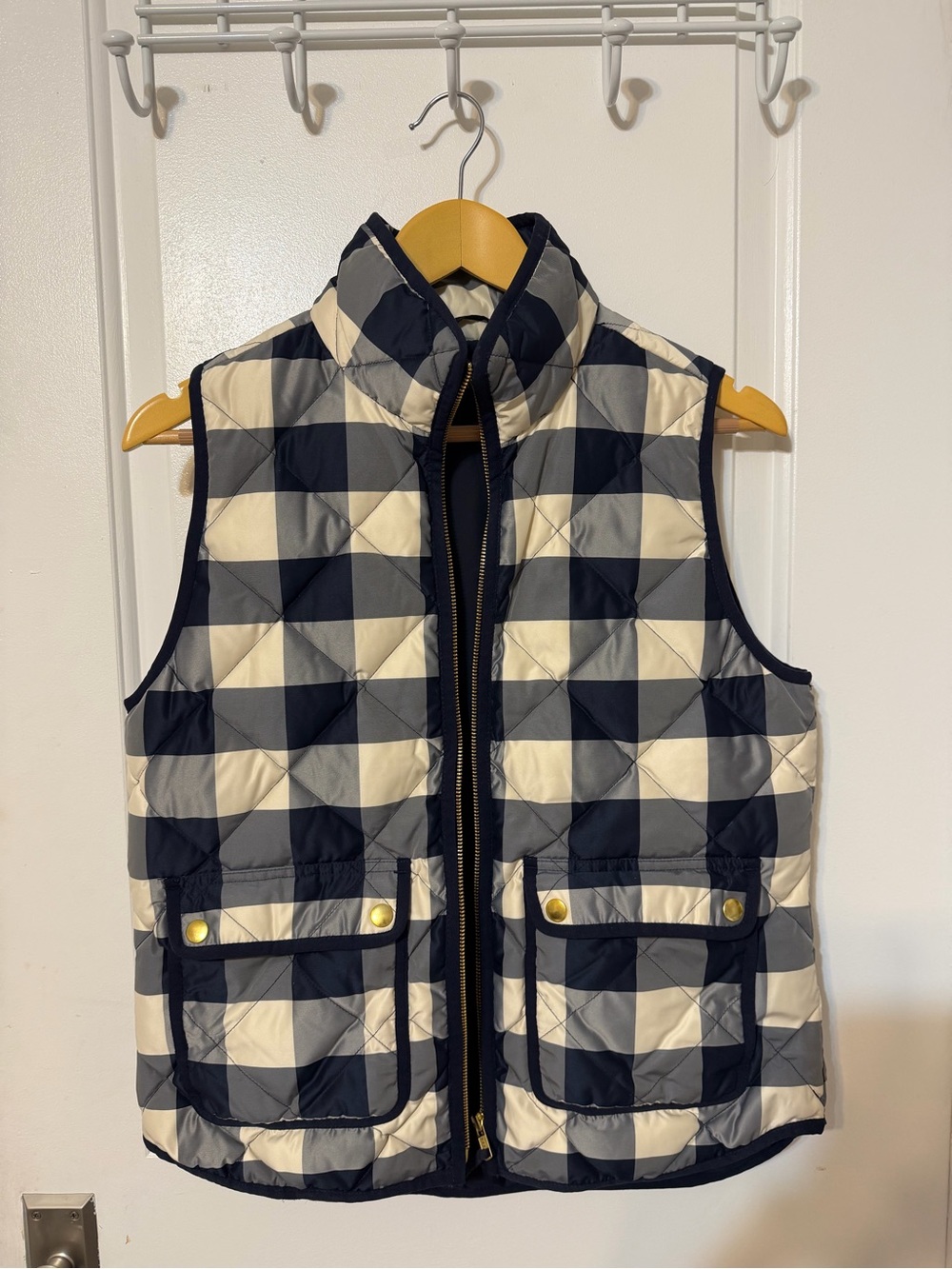 J. Crew Gingham Puffer Vest
